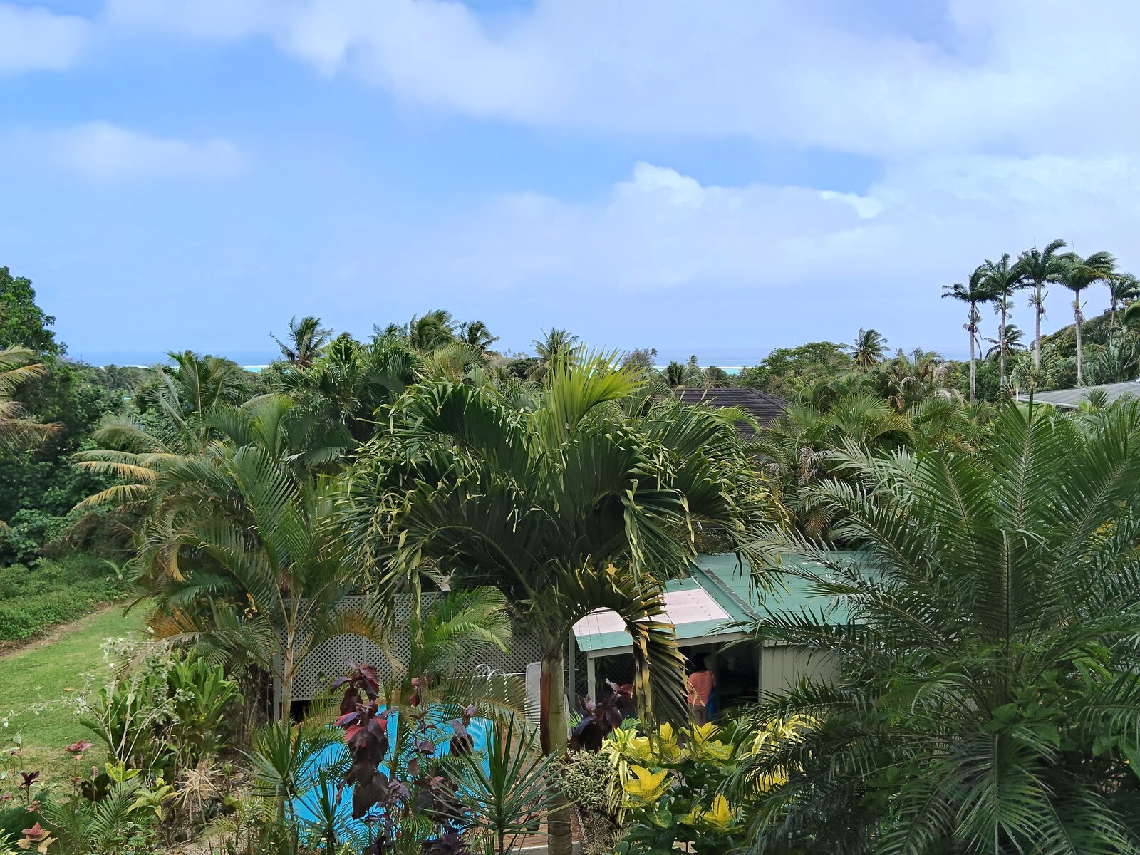 Ocean and lagoon views over the tropical gardens